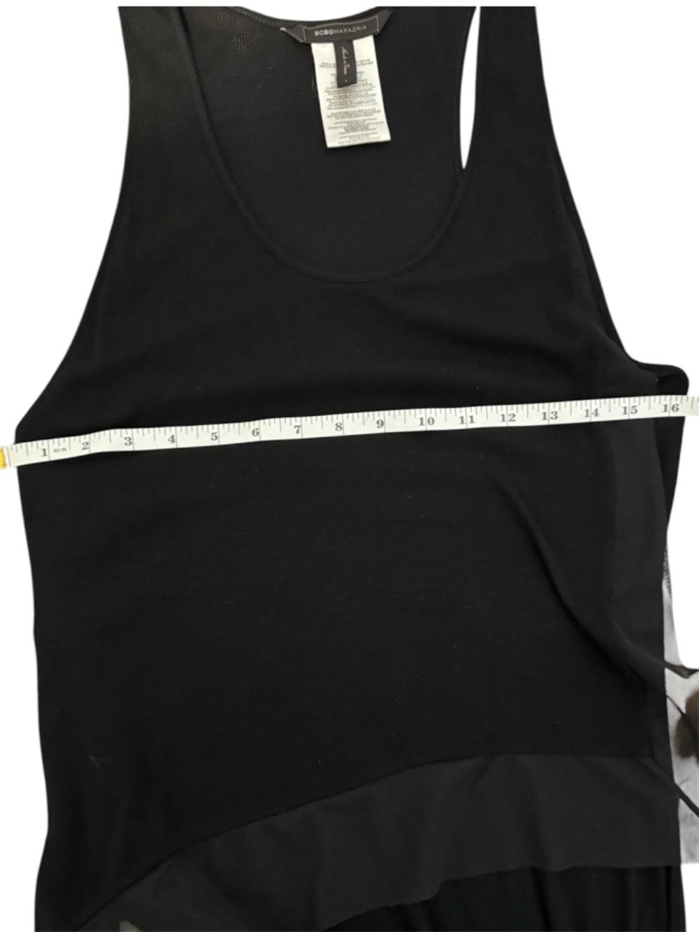 BCBG Max Azria Black Asymmetrical Layered Racerback Midi Dress Size L - Picture 7 of 12
